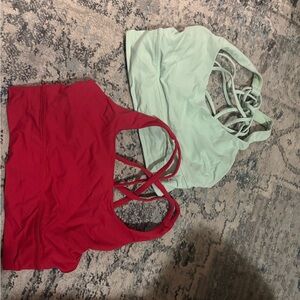 lululemon athletica Red and Light Green Sports Bras